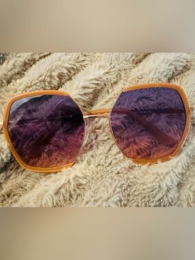 Purple Gradient Lens Sunglasses with Gold Frame